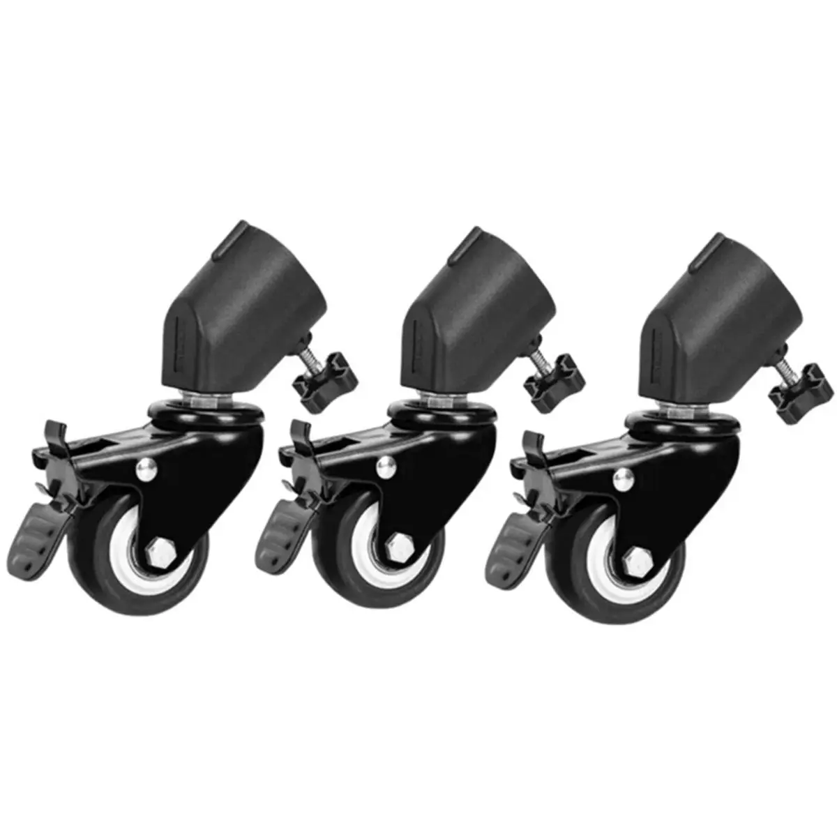 DT75BG 3Pcs C-Stand Swivel Caster Wheel Set, 360° Rotate for Photography Foldable Light Stand Tripod