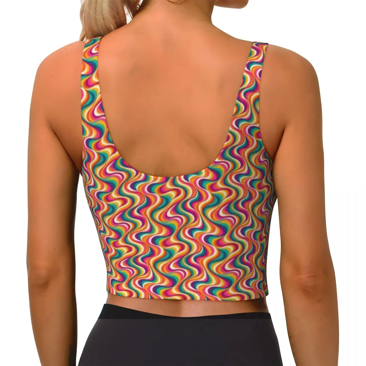 Athleisure Vest 70s Psychedelic Swirl Retro Pattern Camping Outdoor Everyday Active Top