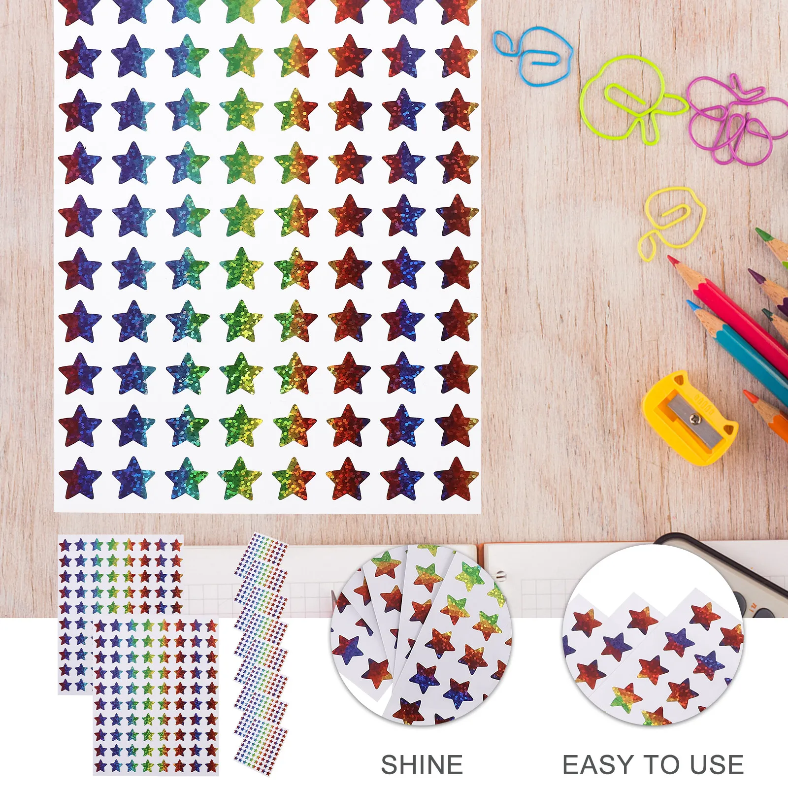 18 Sheets Colorful Star Stickers Decorative Scrapbook Laptop Bottle Notebook Diary Lovely Multi-Function DIY Stickers
