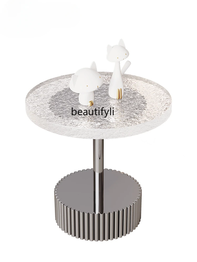 

Italian Crystal Side Table Acrylic Living Room Minimalist Transparent Water Ripple Balcony Small round Table Light Luxury Stone