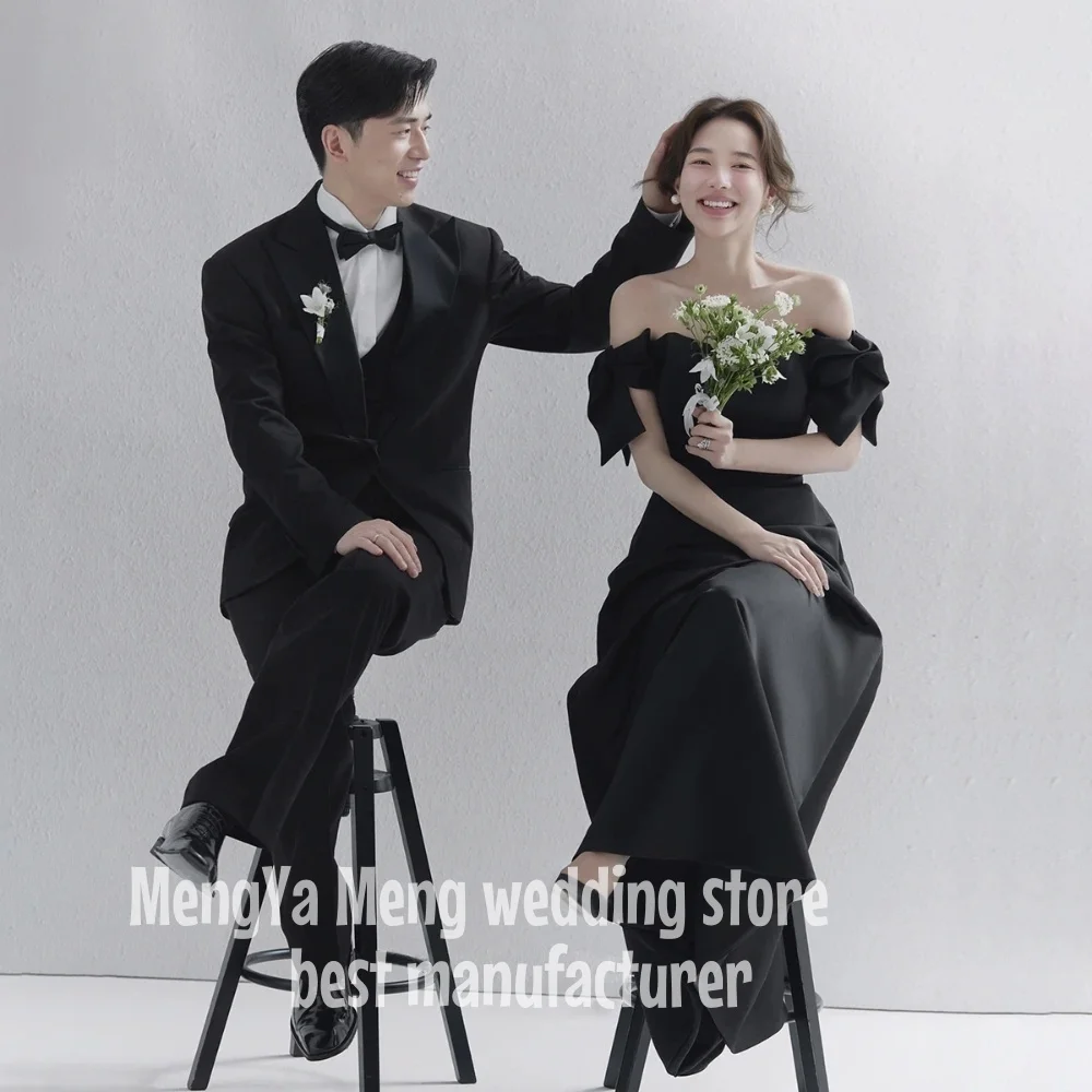 

ZHUISHU Fashion Hepburn Style Black Satin Dress Women's Slash Neck Bow Slim High Waist Off Shoulder A-line Dresses Customization