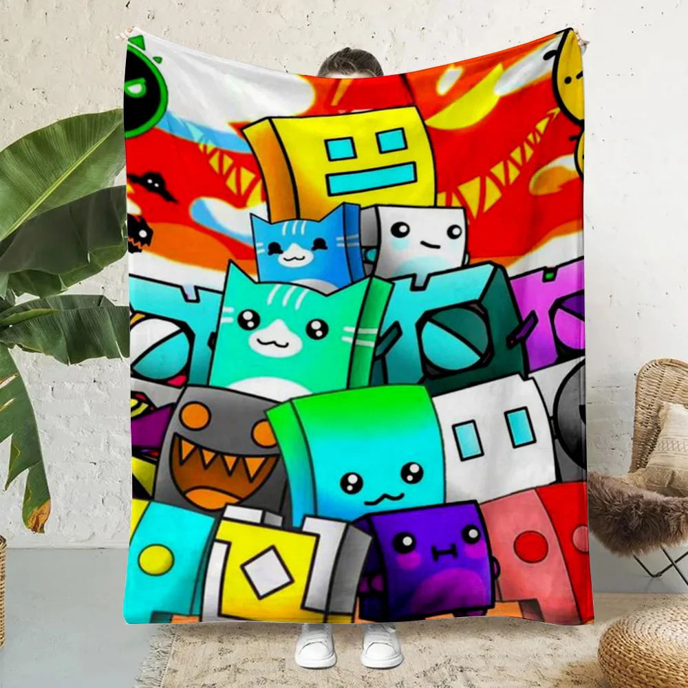 Geometry Dash Video Game Printed Blanket Picnic Blankets Warm Blanket Soft and Comfortable Blanket Home Travel Birthday Gift