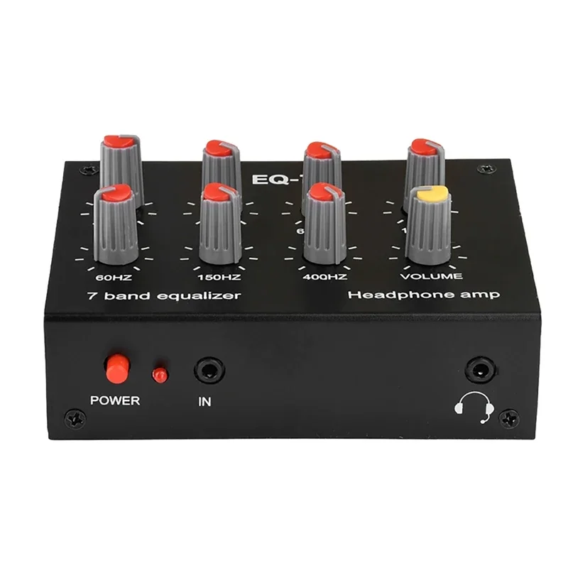 Stereo 7 Band Sound Equalizer RCA Output Input 12dB High Bass Adjustment Audio Amplifier Dual Channel Digital Equalizer
