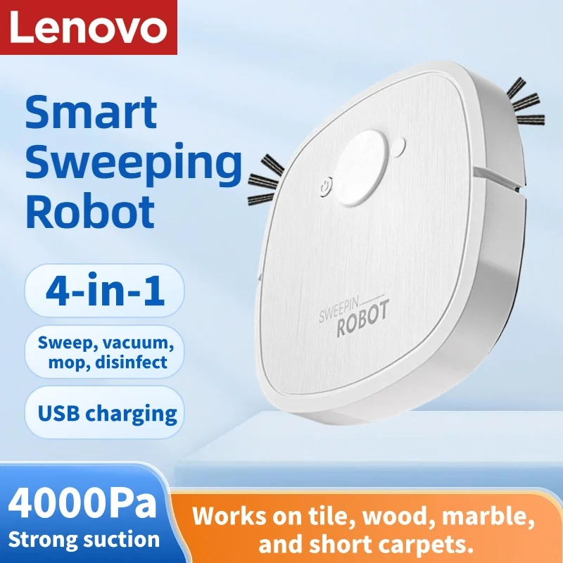 Lenovo Smart Robot Vacuum Cleaner 4 in 1 Automatic Sweeping Mopping Vacuuming Sterilizing USB Charging Robot for Home