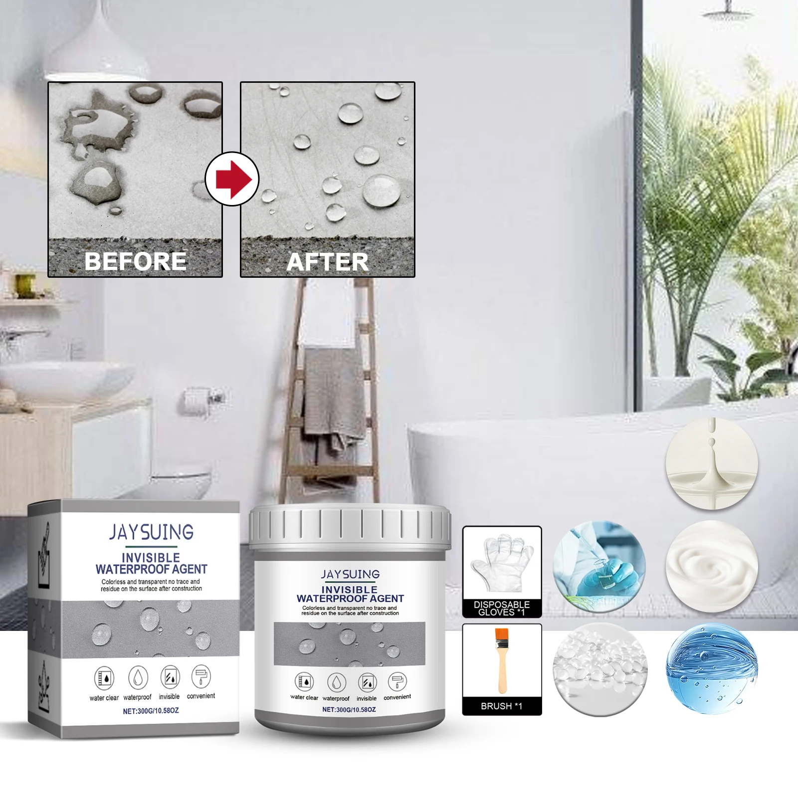 Invisible Waterproof Agent Transparent Sealant Leak Repair Glue for Bathroom Pipe Window Tile Multifunctional Waterproof Coating
