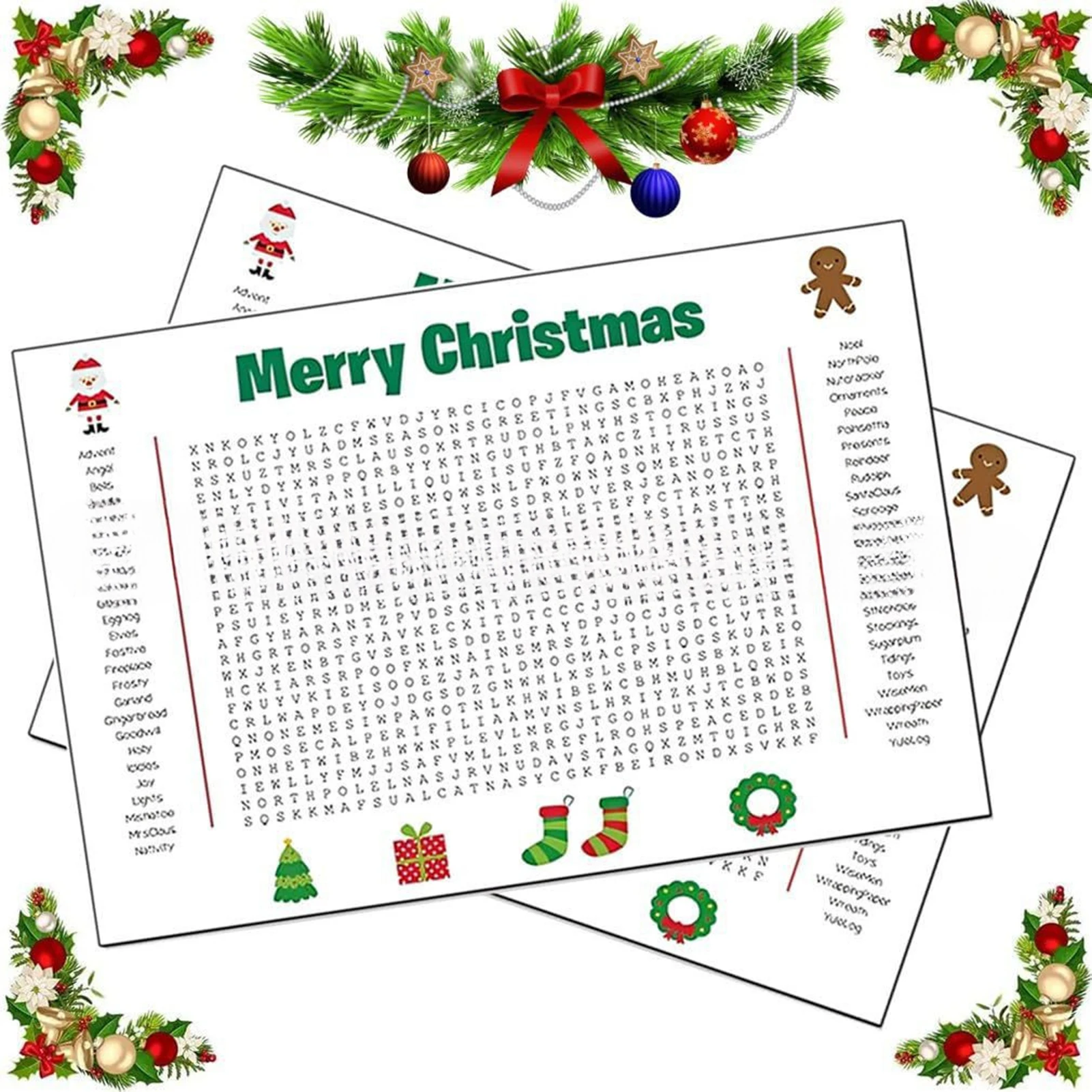 Póster de búsqueda de palabras de Navidad de Acción de Gracias, tamaño Jumbo, 60x90cm, decoración de fiesta, juego interactivo, reunión familiar, actividad en el aula