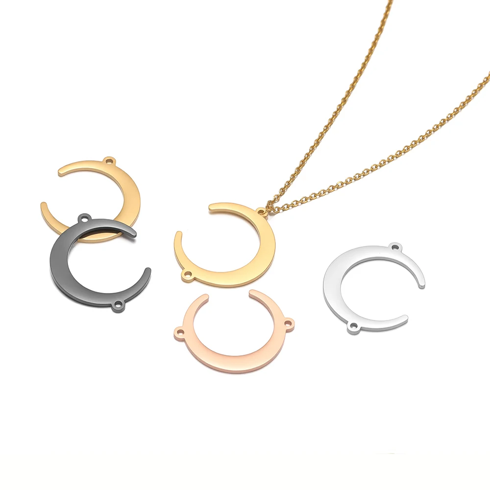 5pcs Stainless Steel Moon Pendants Connectors Necklace Charms for DIY Handicrafts Jewelry Making Earrings Bracelets Accessories
