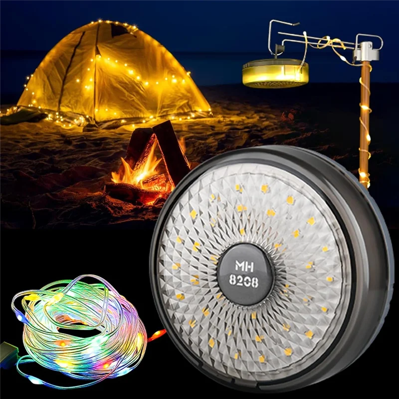 

A47U LED String Lights Camping Lantern USB Rechargeable 2 In 1 Portable Outdoor Light With 8 Lighting Modes Camping Light