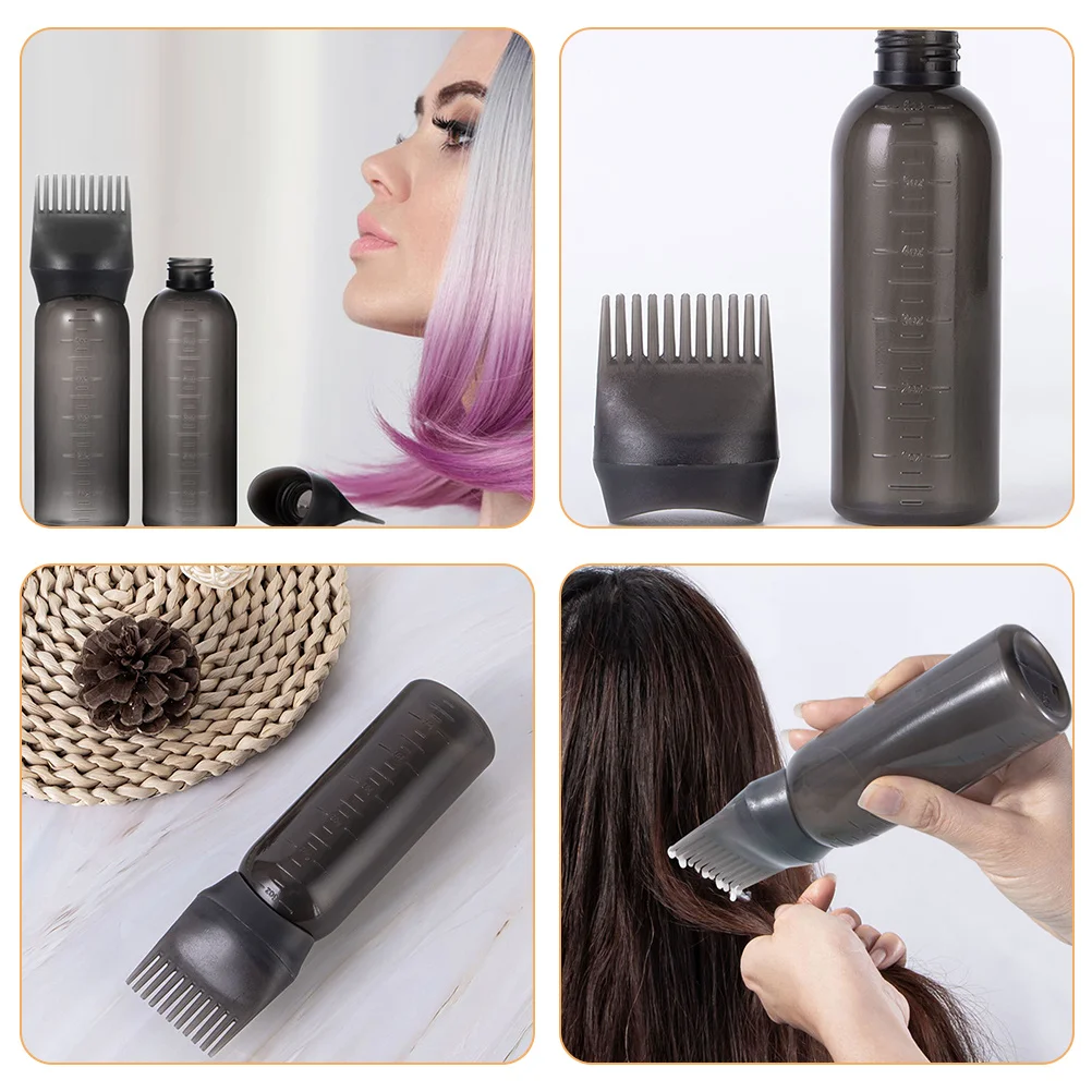 3 szt. 160ML Czarna Butelka na Szampon Olejek do Włosów Aplikator Grzebień do Farbowania Salon Domowy Lekki Przenośny Wielokrotnego Użytku Plastik