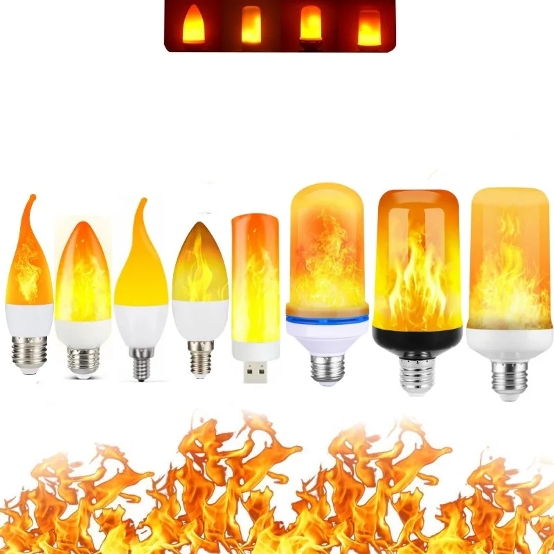 

E27 E14 USB Led Simulated Flame Bulbs 9W AC85-265V Luces Home Electronic Accessories Lamp Flame light Effect Bulbs Lampada