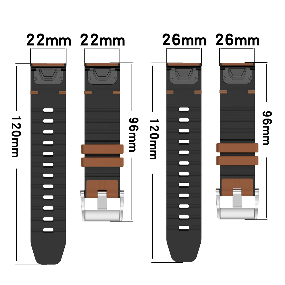 Pulseira de relógio de 22 26mm para garmin fenix e 8 47 51mm 7x 7pro 6 6x 5x plus/instinct 2x 965 955 pulseira de couro de silicone quickfit