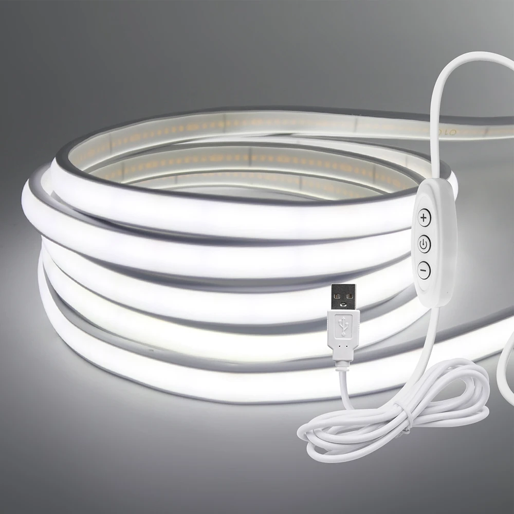 3key Dimmer COB LED Neon Strip Light IP68 Waterproof DC 5V USB Powered 320 LEDs Flexible Lamp for Stairs Lighting TV Backlights