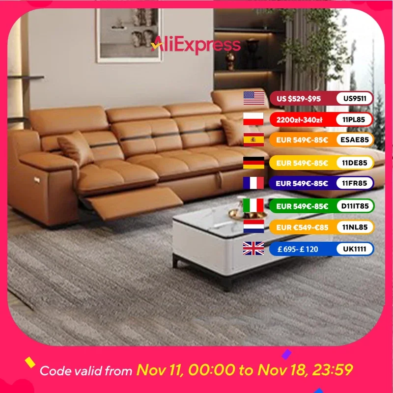 أرائك غرفة المعيشة باللون البني عالي الظهر لدعم الظهر وصالات المكتب أريكة كهربائية نائمة فاخرة Divani Per Soggiorno أثاث منزلي #1