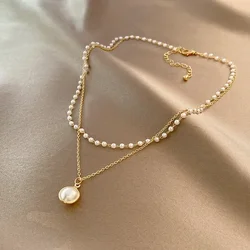 Beads Women's Neck Chain Kpop Pearl Choker Necklace Gold Color Goth Chocker Jewelry Pendant Necklaces 2024 Collar for Girl