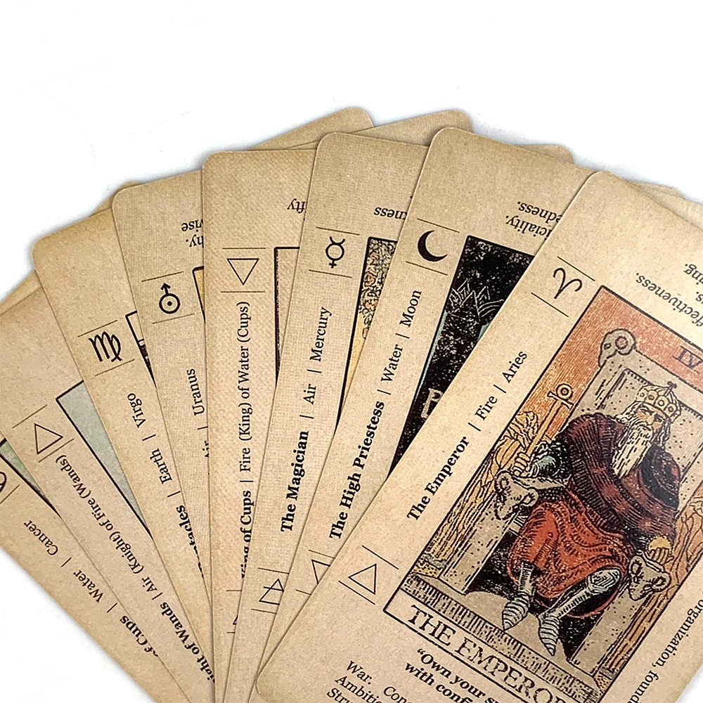 Carte dei tarocchi di vendita calda A 78 pezzi Carte Fortune Telling Divination Gioco da tavolo Parola chiave Mazzo anticato, Giochi di festa Regali di Capodanno