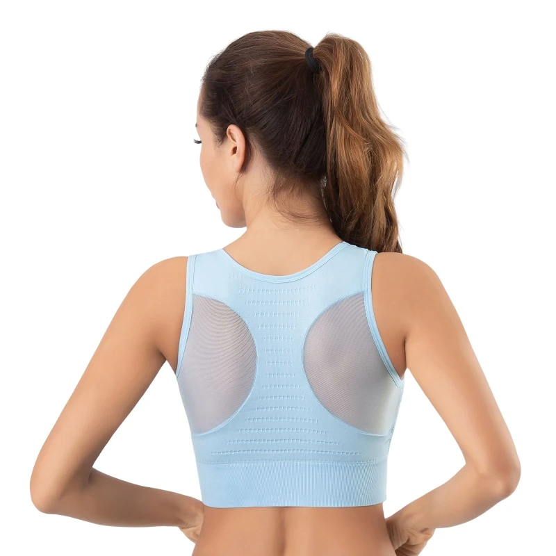 Women's High Neck Longline Sports Bra Racerback Crop Top Padded Yoga Tank Top with Built in Shelf Bra