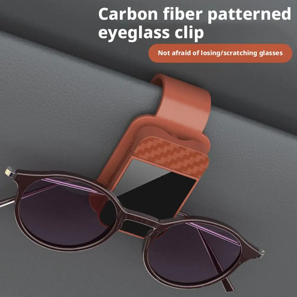 Car Visor Eyeglass Clip Carbon Fiber Press To Open Multicolor Glasses Holder For Car Interior Accessory Car Glasses Q6c1