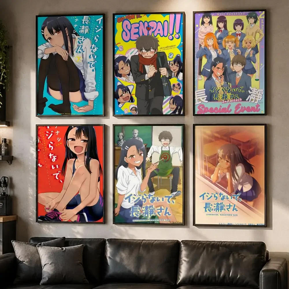 Anime Don't Toy with Me, Miss Nagatoro Poster No Glue Residue Self-Adhesive Art Poster Wall Decor for Bedroom Living Room
