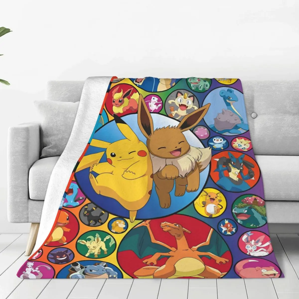 Pokemon Pikachu Anime Blanket Fleece Cute Cartoon Game Lightweight Throw Blankets for Bedding Couch Bedroom Quilt