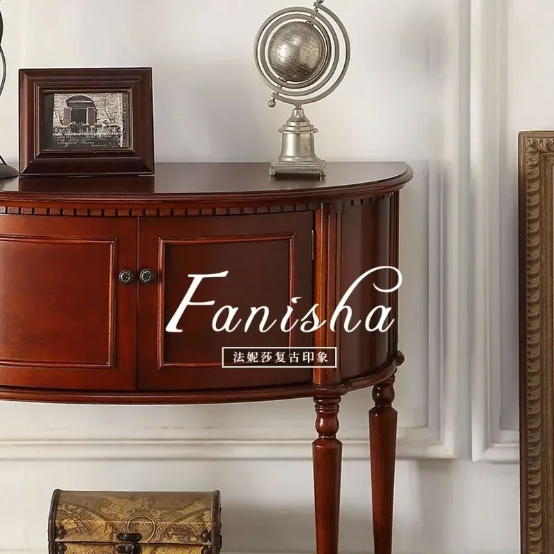 American porch cabinet light luxury high sense French semi-circular arc medieval decorative cabinet