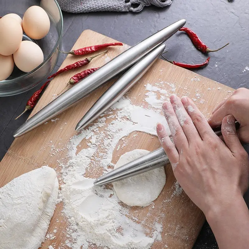 Stainless Steel 18/24/30cm Rolling Pin Kitchen Utensils Dough Bake Pizza Noodles Cookie Dumplings Making Non-stick Baking Tools