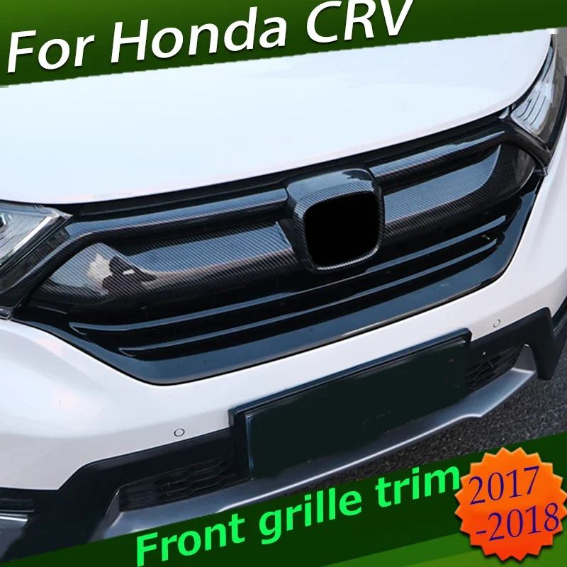 

Carbon fiber look gloss black Front Bumper Grill Strip Trim Cover bars for Honda CRV CR-V 2017 2018 2019 CRV Tail door trim