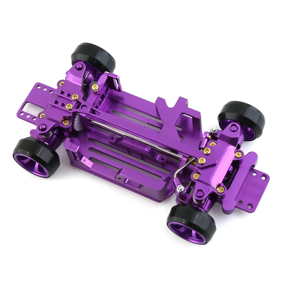 CNC Metal 1/28 4X4 RC Car Frame Mosquito Drift Racing Car for Wltoys 284131 K969 K989 MINI-Q,Purple