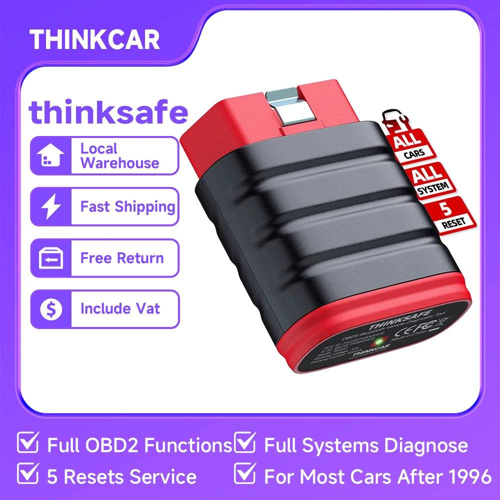 

Thinkcar Thinksafe OBD2 Blue-tooth Scanner Code Reader Car All System Scan 5 Reset OBD 2 Auto Diagnostic Tools PK Thinkdiag