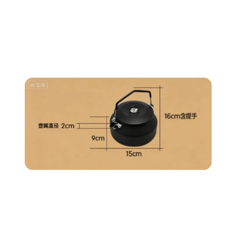 Blackened 304 Stainless Steel Camping Kettle for Outdoor Picnic Boiling Water Tea Coffee