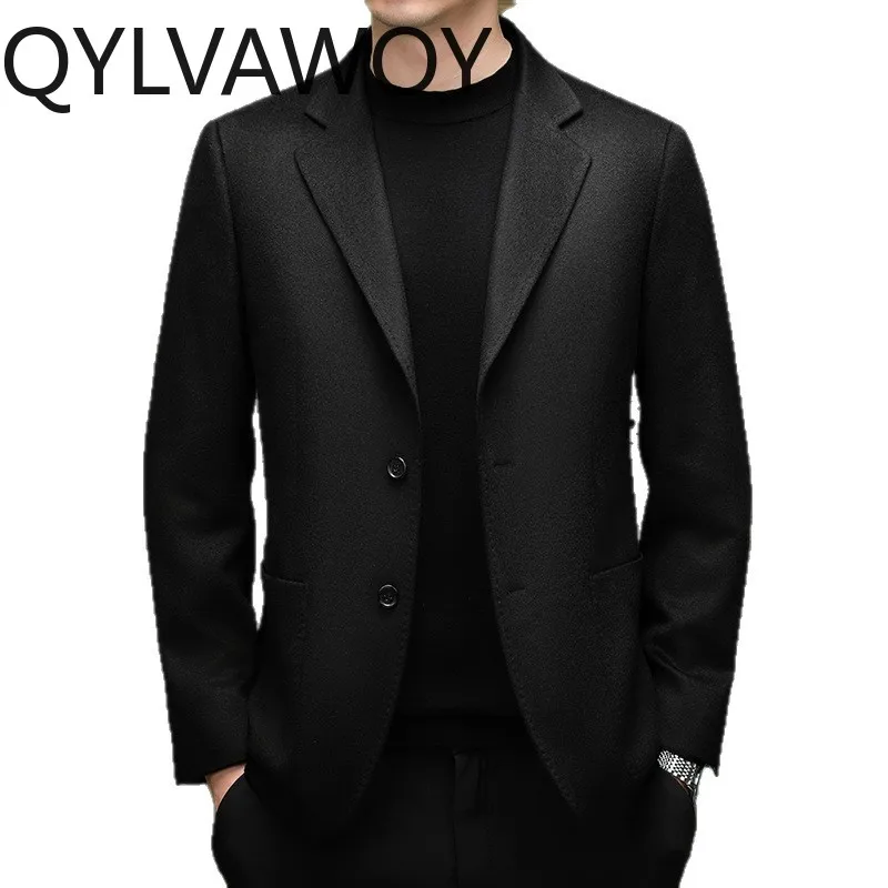 

QYLVAWOY 100% кашемировый пиджак для мужчин, осенне-зимний двусторонний шерстяной пиджак, высококачественный деловой пиджак-мантюэ для мужчин