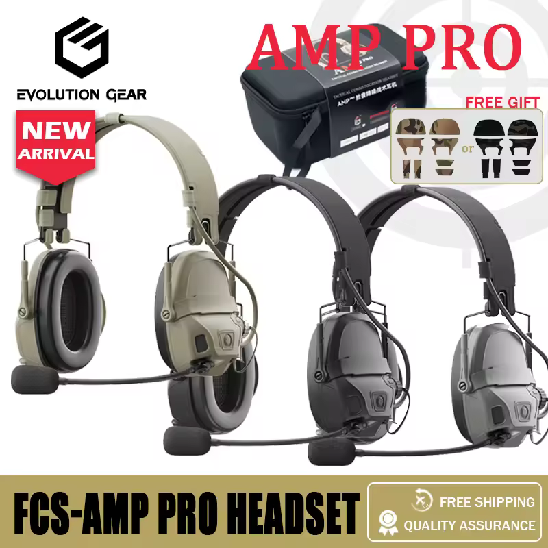 Nouveau casque FCS-TACTICAL AMP PRO entièrement numérique à double DPS, communication tactique, réduction du bruit, double canal, accessoire PTT V20/V60