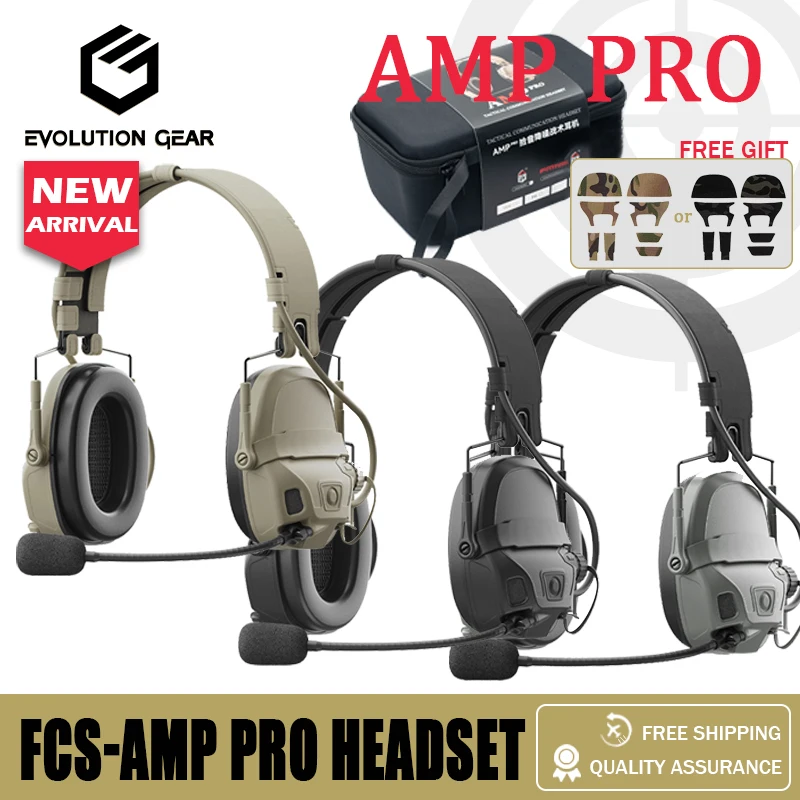 New FCS-TACTICAL AMP PRO Headset Full Digital Dual DPS Tactical Communication Noise Reduction Dual-Channel V20/V60 PTT Accessory
