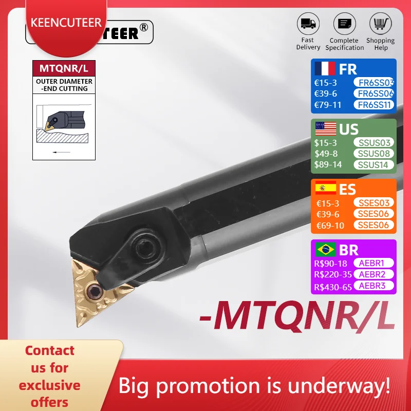 S16Q-MTQNR S20R-MTQNR S25S-MTQNR S32T-MTQNR Internal Turning Tool -MTQNR/L Lathe Bar Turning Holder CNC Cutting Tool Cutter Bar