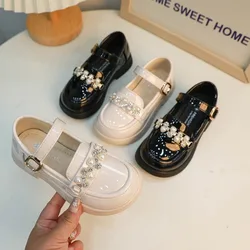 Girls Mary Jane Shoes Glossy PU Children's Leather Shoes Spring Autumn Rhinestone Kids Fashion Princess Party Shoes Lolita Style