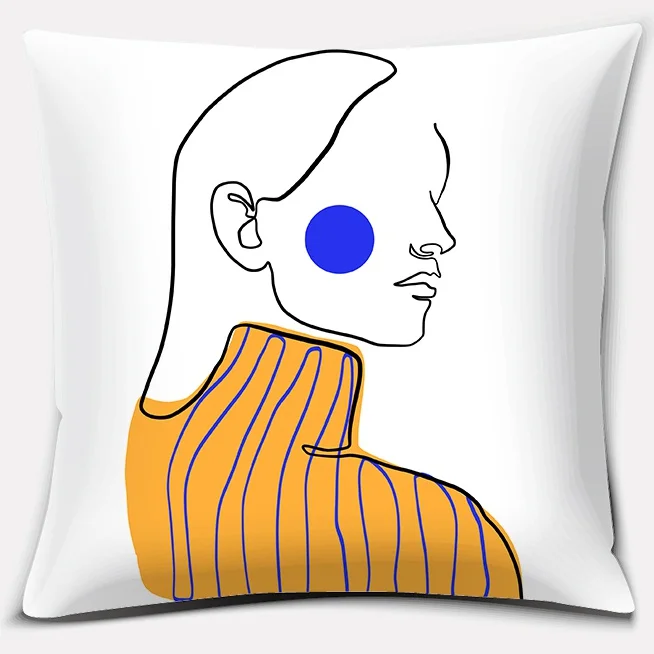 Home Decor Car Sofa Cushion Cover Abstract Face Collection Print Square Pillowcase