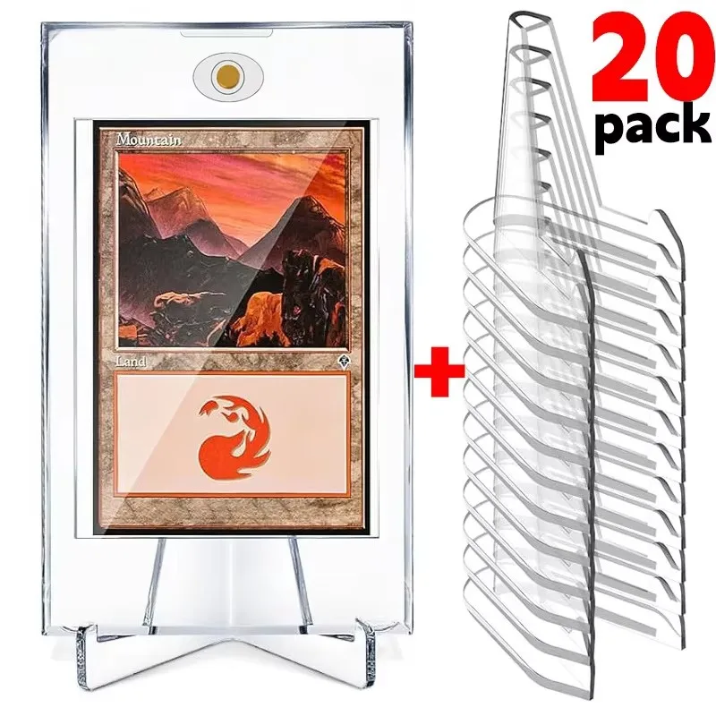 5-1PCS Magnetic Cards Holder for Trading Card Support Set Arcylic Triangle Card Display Stand Waterproof Transparent Protector