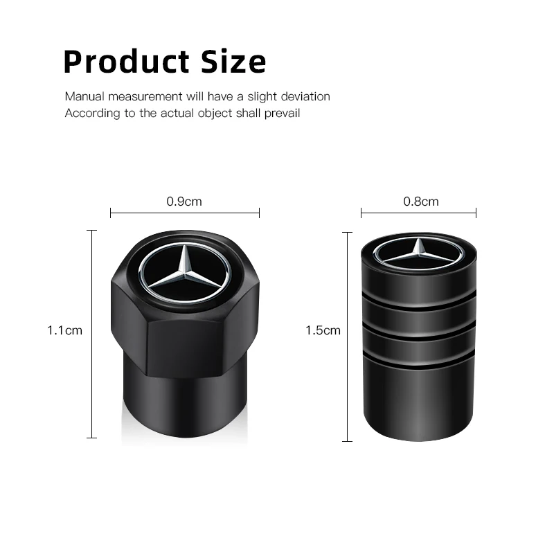 4Pcs Styling Wheel Tire Valve Air Stem Cap Duust Covers For Mercedes Benz W206 Class C200L CLA GLA W203 W220 W213 W211 W212 W201