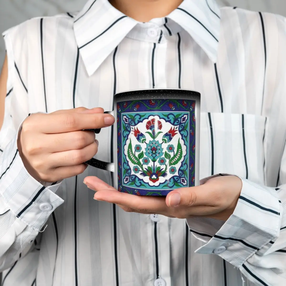 

Turkish Tile Pattern Vintage Iznik Cer Mug Funny Ceramic Coffee Cups Tea Mugs Milk Cup Drinkware Gifts for Woman Man