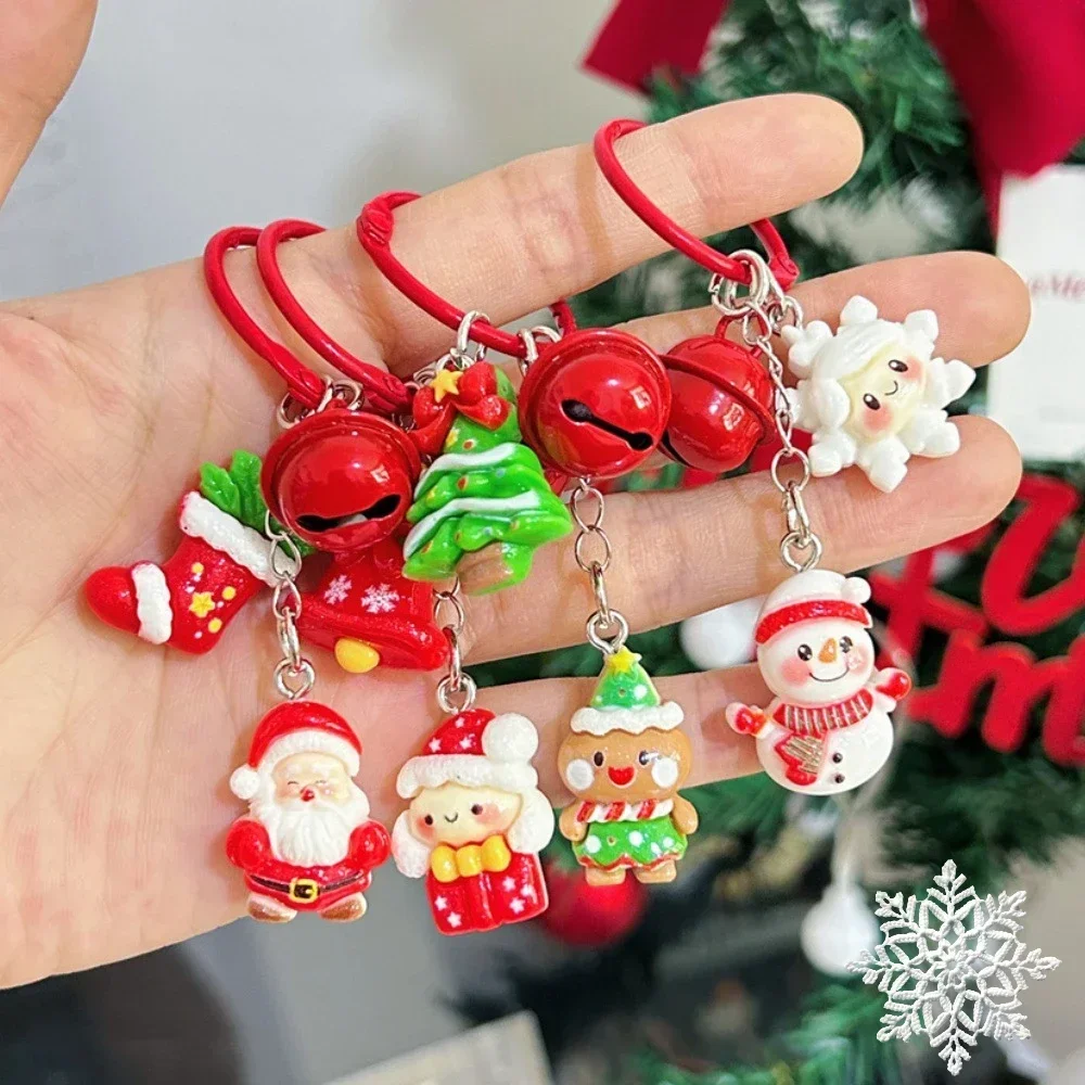 Cute Christmas Keychain Cartoon Santa Claus Snowman Key Ring Pendant Backpack Decoration Accessories Christmas New Year Gift