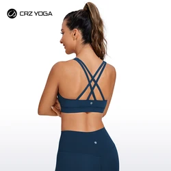 CRZ YOGA Women's Strappy Sports Bras Fitness Workout Padded Yoga Bra Criss Cross Back