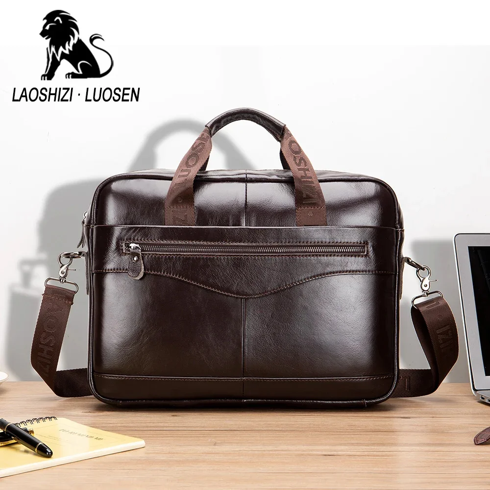 Luxury Brand Messenger Bag Men Genuine Leather Handbag Vintage Shoulder Cowhide Male Briefcases Laptop Crossbody For