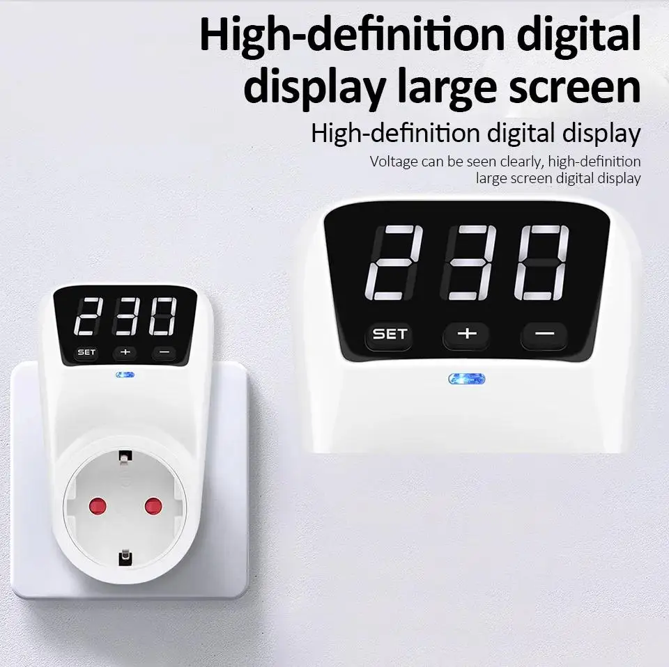 Socket Protector 15A/16A Adjustable Voltage Automatic Overvoltage and Undervoltage Protection Power Surge Protector EU/US Plug