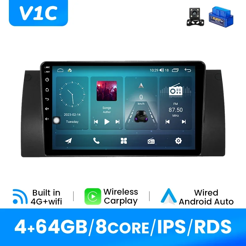 8GB 128GB Draadloze Carplay Android 12 AI Voice Autoradio Multimedia Voor BMW 5 E39 1995-2003 E53 X5 M5 GPS Navigatie Wifi RDS