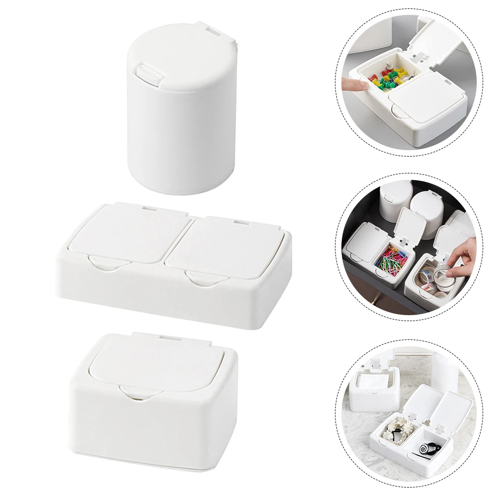 

3pcs Storage Box Multi-functional Swabs Dispenser Desktop Holder PP Container for Stationery Cosmetics Jewelry Classification