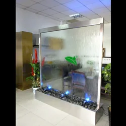 custom.customized decoration LED lighted glass waterfall fountain room dividers