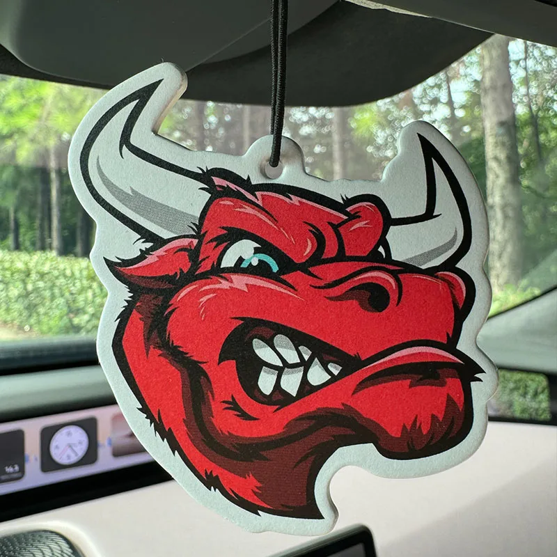 Angry Bull Head Mascot Hilton (Hotel Scent) Neutral Car Perfume and Non-Toxic Air Freshener |   Natural Essential Oils and Aromatherapy Scent Tablets (Noroili/Grapefruit/Cedar) |   Hanging Type and Dual-Purpose with Vent Clip |   Long-Lasting Fragrance for 60-90 Days |   Deodorize and Purify the Air |   Suitable for Use in Cars, Homes, Wardrobes, and Bathrooms. |   Cartoon Animation Design |   Same Fragrance as the One Sold in the Store |