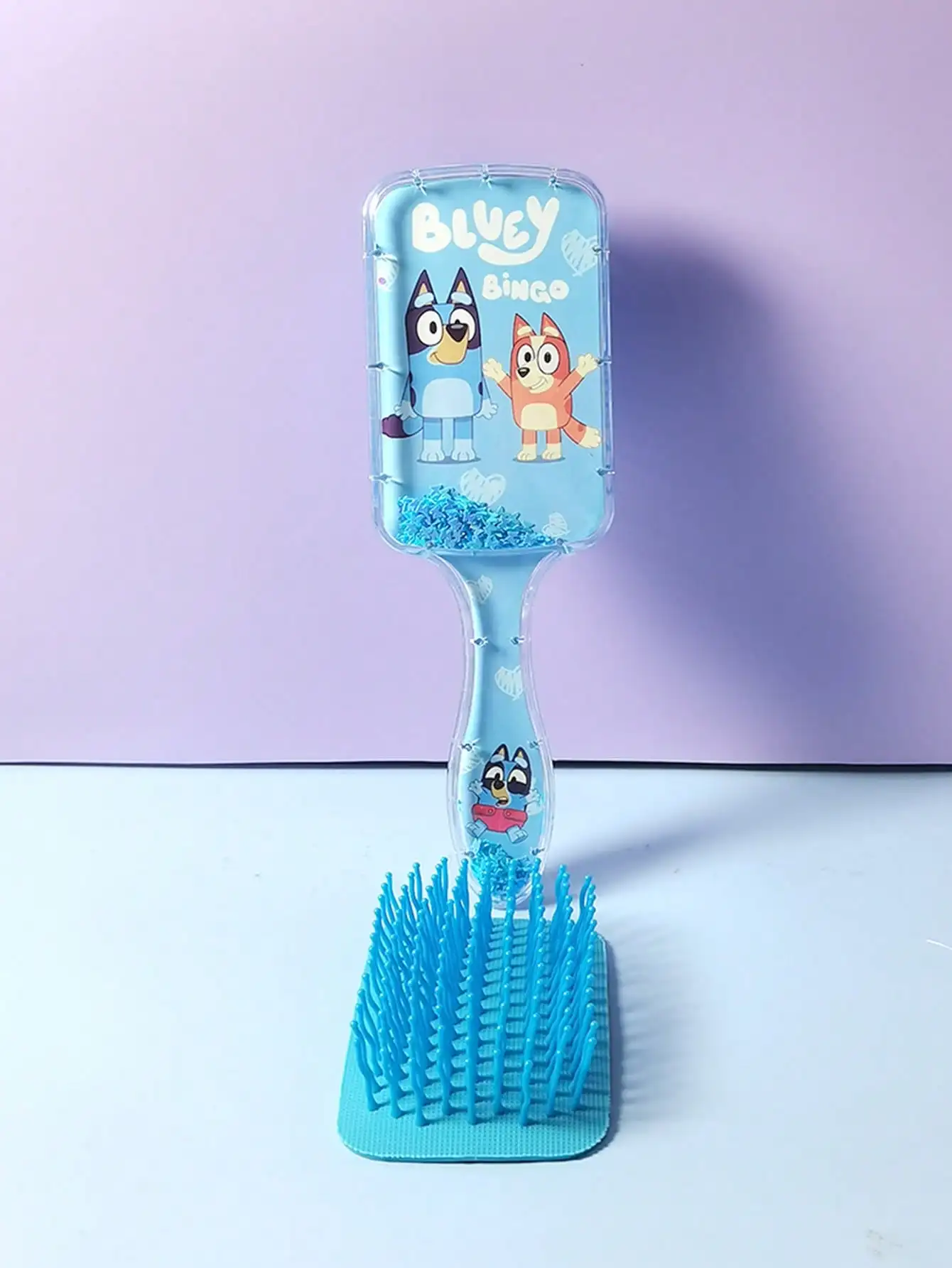 Peigne à cheveux bleu mignon, personnage de dessin animé, Bingo Coco, Muffin rouillé avec chien Bingo, démêlant du cuir chevelu, peigne à pagaie, 1 pièce