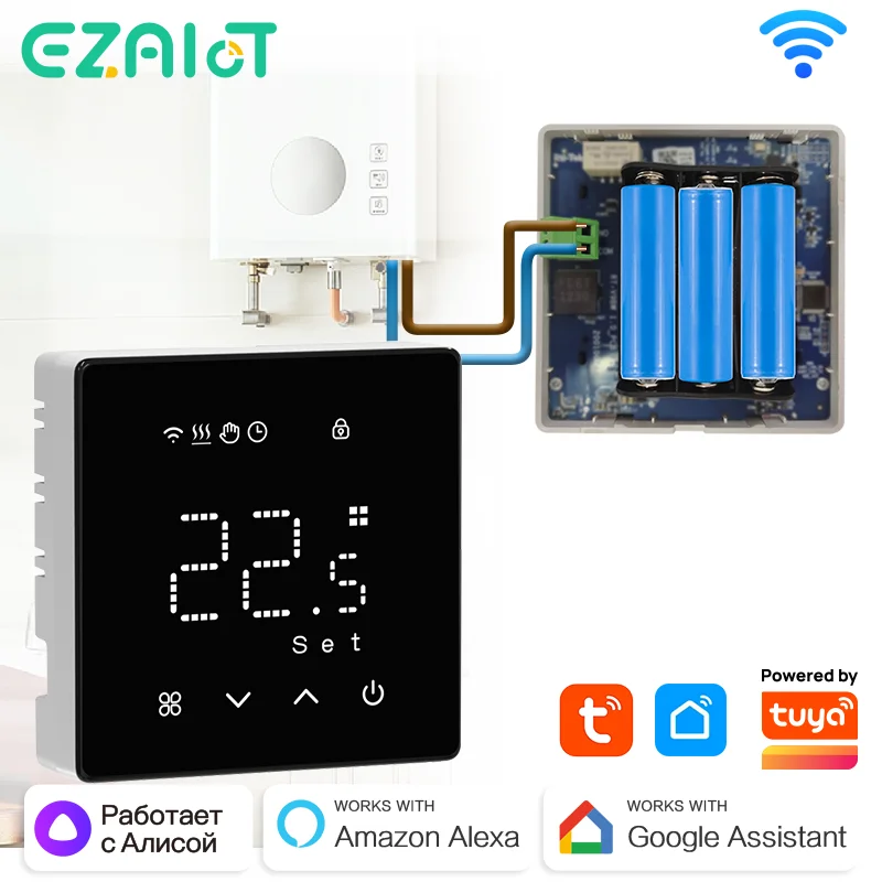Smart Wireless Gas Boiler Thermostat Tuya WiFi Daily Programmable Battery Powered Temperature Controller Alexa Google Home Alice