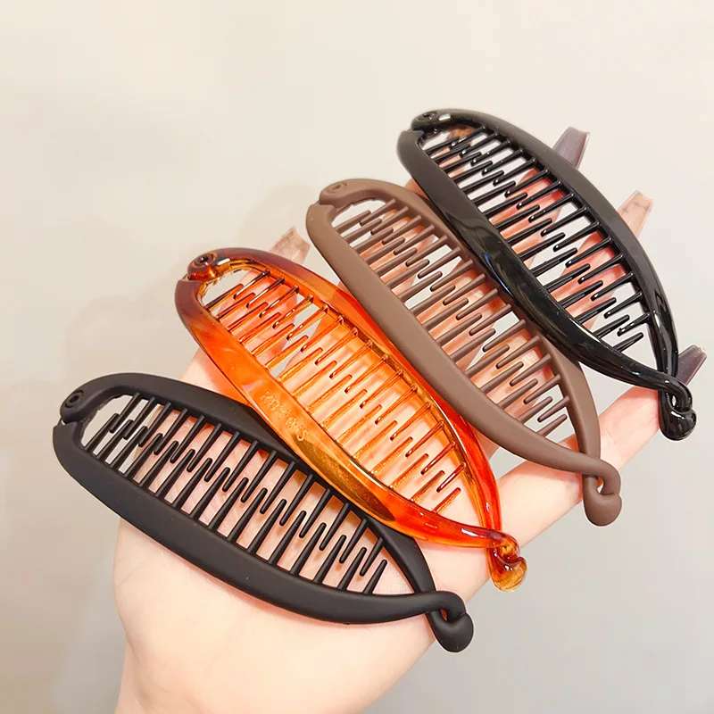 Matte mattierte Pferdeschwanz-Bananen-Haarspange, Fischform, Haarnadel-Stirnband für Frauen, Haar-Accessoires, Drehklemme, Haarspangen, Kopfbedeckung