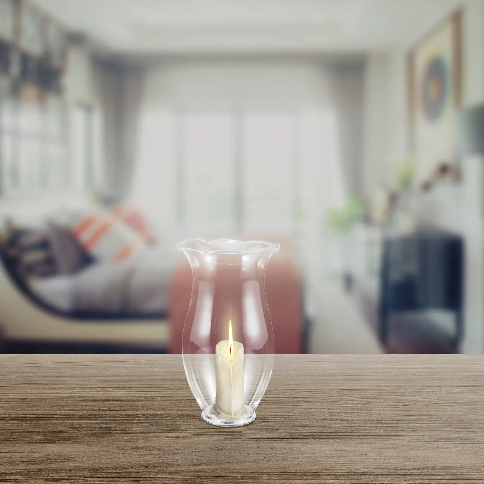 

Высокий стеклянный подсвечник цилиндрической формы, ветроустойчивый, для декора свадебных вечеринок, с защитой от пламени для конических свечей в любых условиях